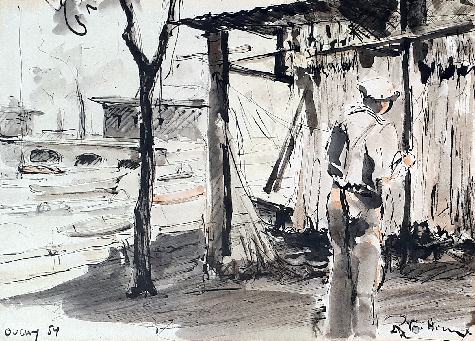 roger vuillem ouchy le port 32 42cm 1954
