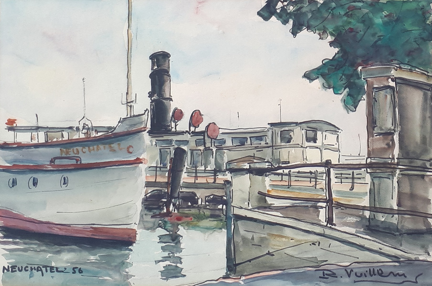 vuillem port de neuchatel 28 42cm 1956