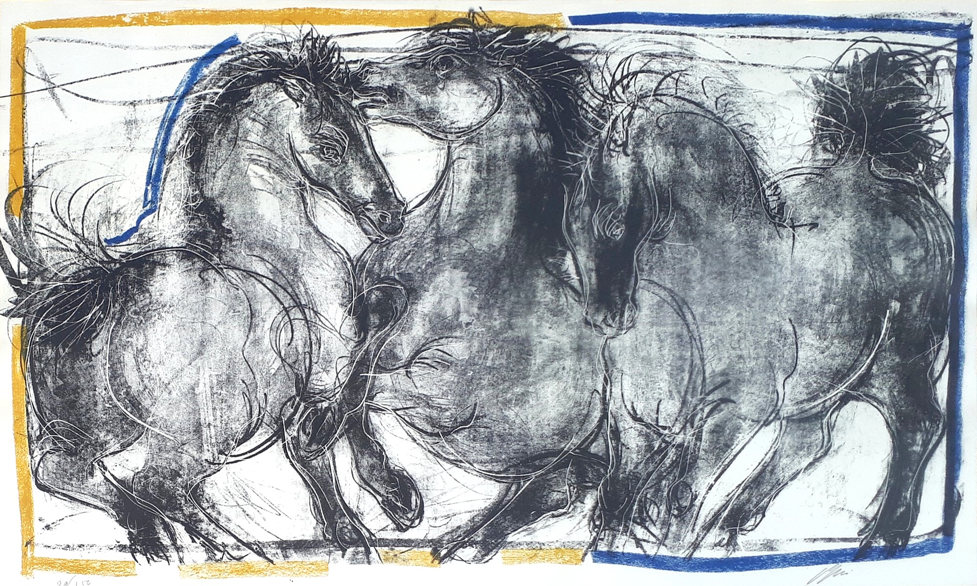 hans erni 3 chevaux 60 105cm