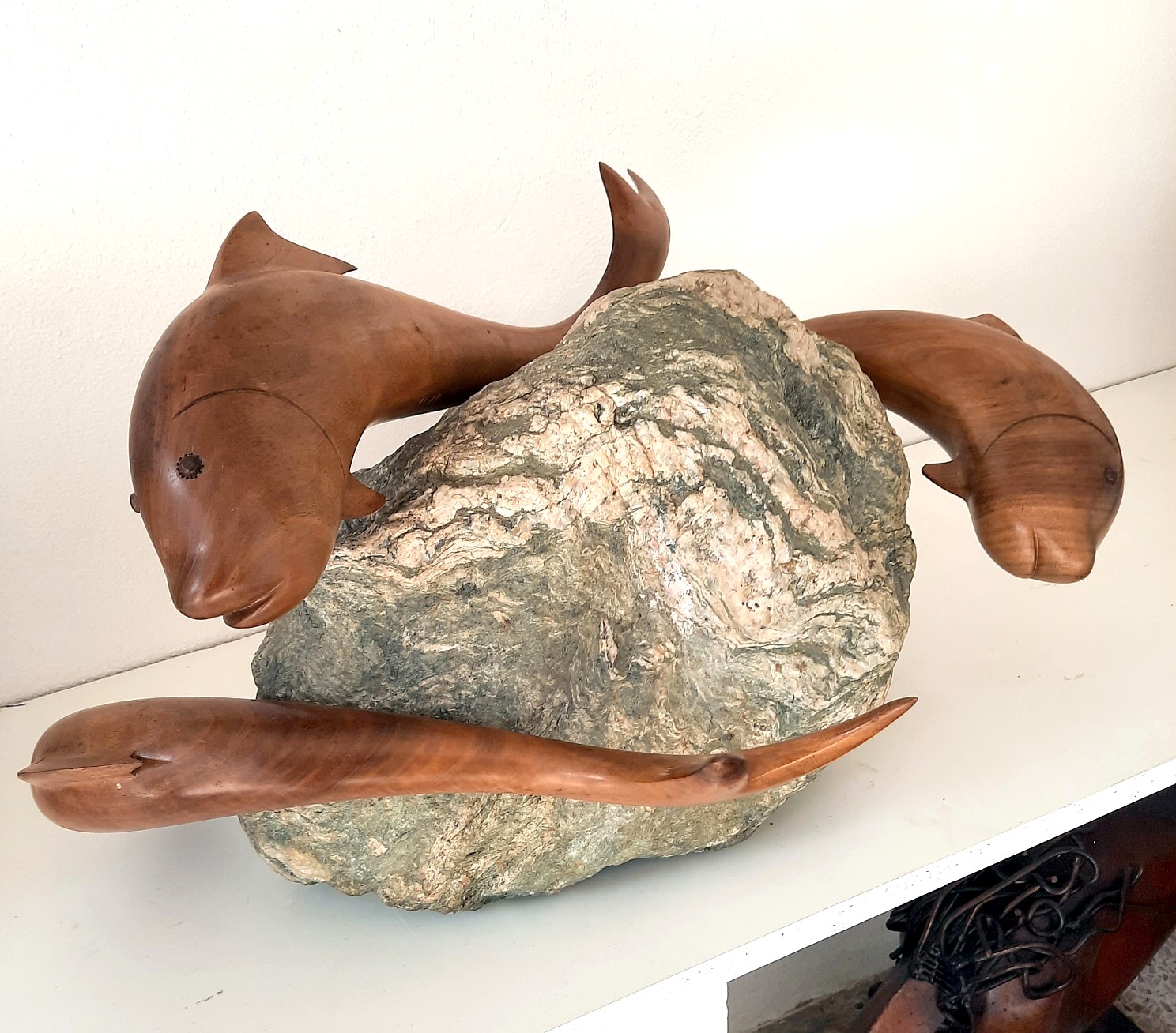 Les poissons, sculpture d'Henri Mayor en bronze